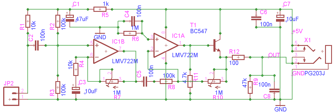 Wired Remote Control for Digital Camera Sound Sensor Schematic