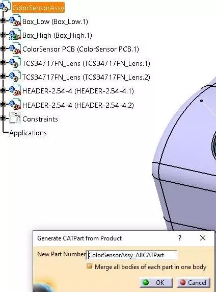 Product To Part Click OK