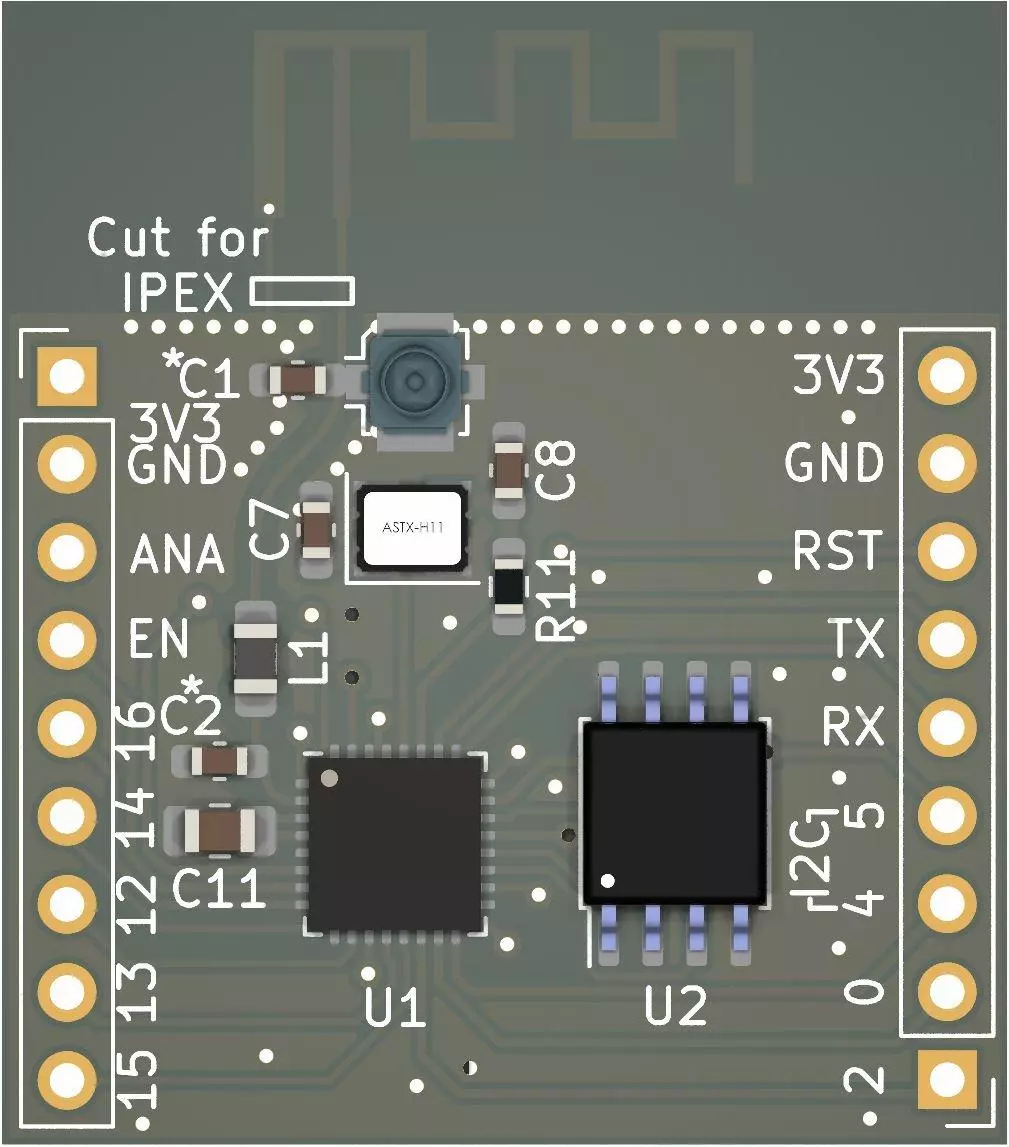 GVI ESP8266 PCB Top View